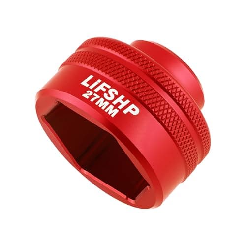 LIFSHP 27MM Oil Filter Socket38 Drive For BMW330i Mercedes Ford Nissan Dodge Hyundai Kia Mini Fiatand Other Vehicles OilFuel Filter Removal ToolRed
