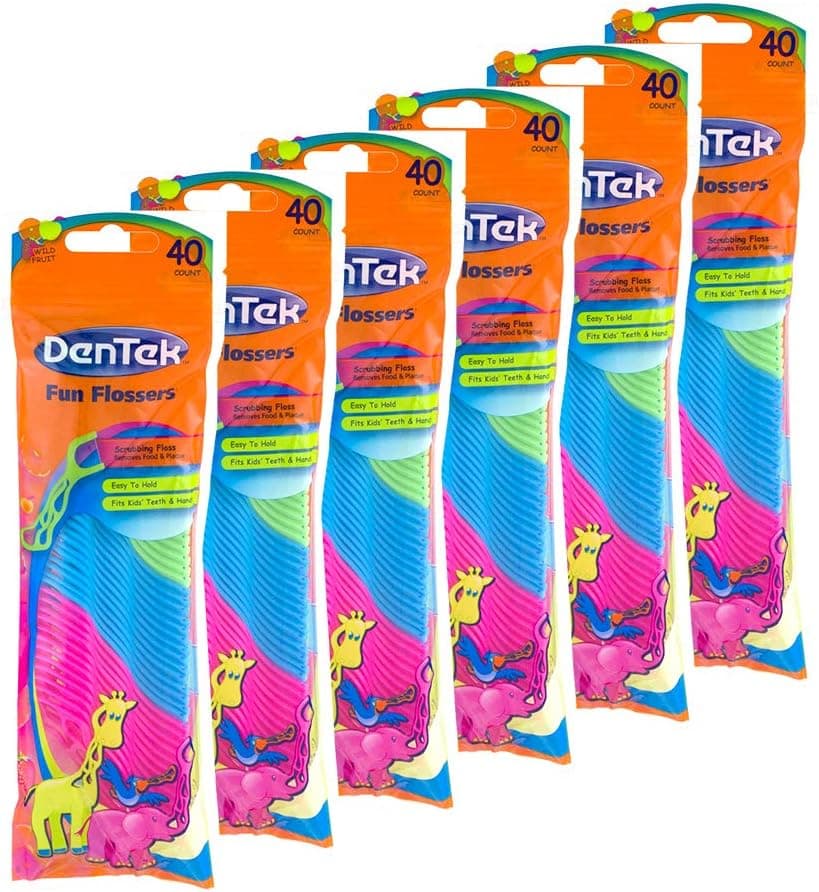 DenTek Dental Floss 240 Count Wild Fruit Flavored Kids Floss Picks Pack of 6