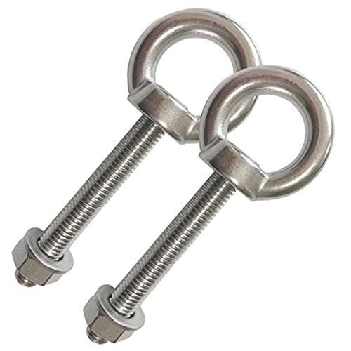 AIVOOF Shoulder Eye Bolt, 2 Pack M10 Stainless Steel Shoulder Eye Bolts 2.75" Eye Bolts Heavy Duty EyeBolts Screws in Eye Hooks with Washer and Nuts Muti-Function for Indoor Outdoor, Thread 70mm