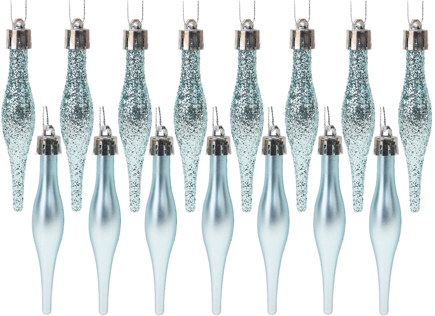 Christmas Concepts 85cm 85mm 34 Matte Glitter Droplet Ball Pack Christmas Baubles Ice Blue