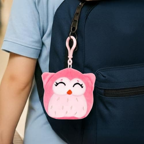 Mirada Hanging Owl Soft Plush Toy | Coral Stuffed Animal Keychain for Kids & Girls | Cute Mini Soft Toys, Stuffed Animals, Funny Toy, Gift Item, Bag Charm, Return Gifts & Party Favors | 11cm