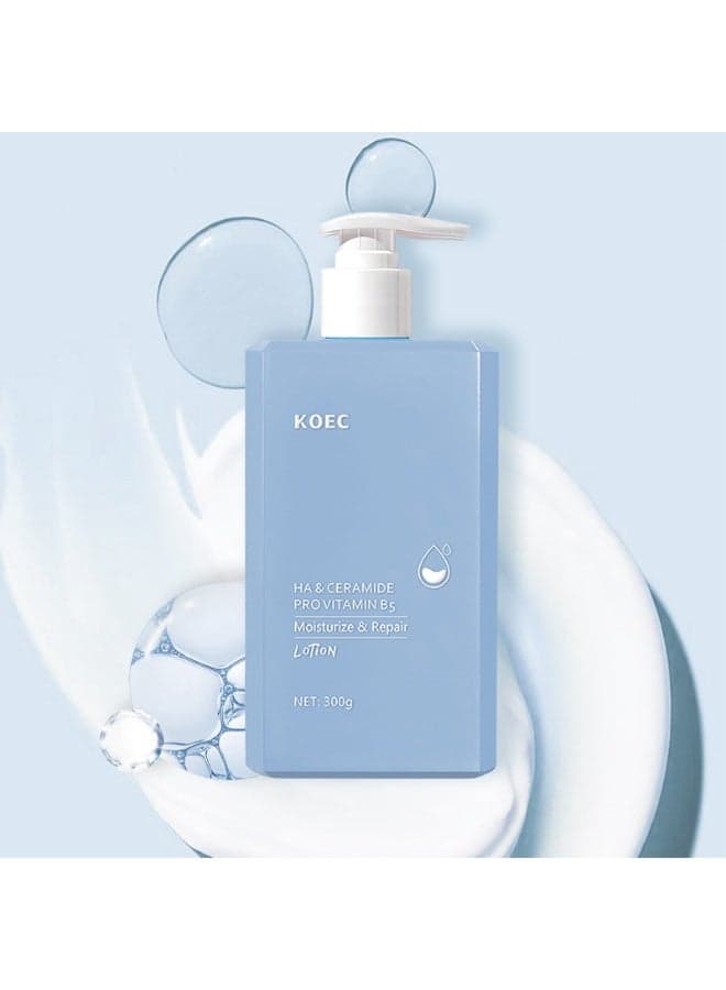 KOEC Hyaluronic Acid, Ceramide, and Panthenol Body Lotion 300g - Moisturizing, Repairing, Refreshing, Non-Greasy Moisturizer