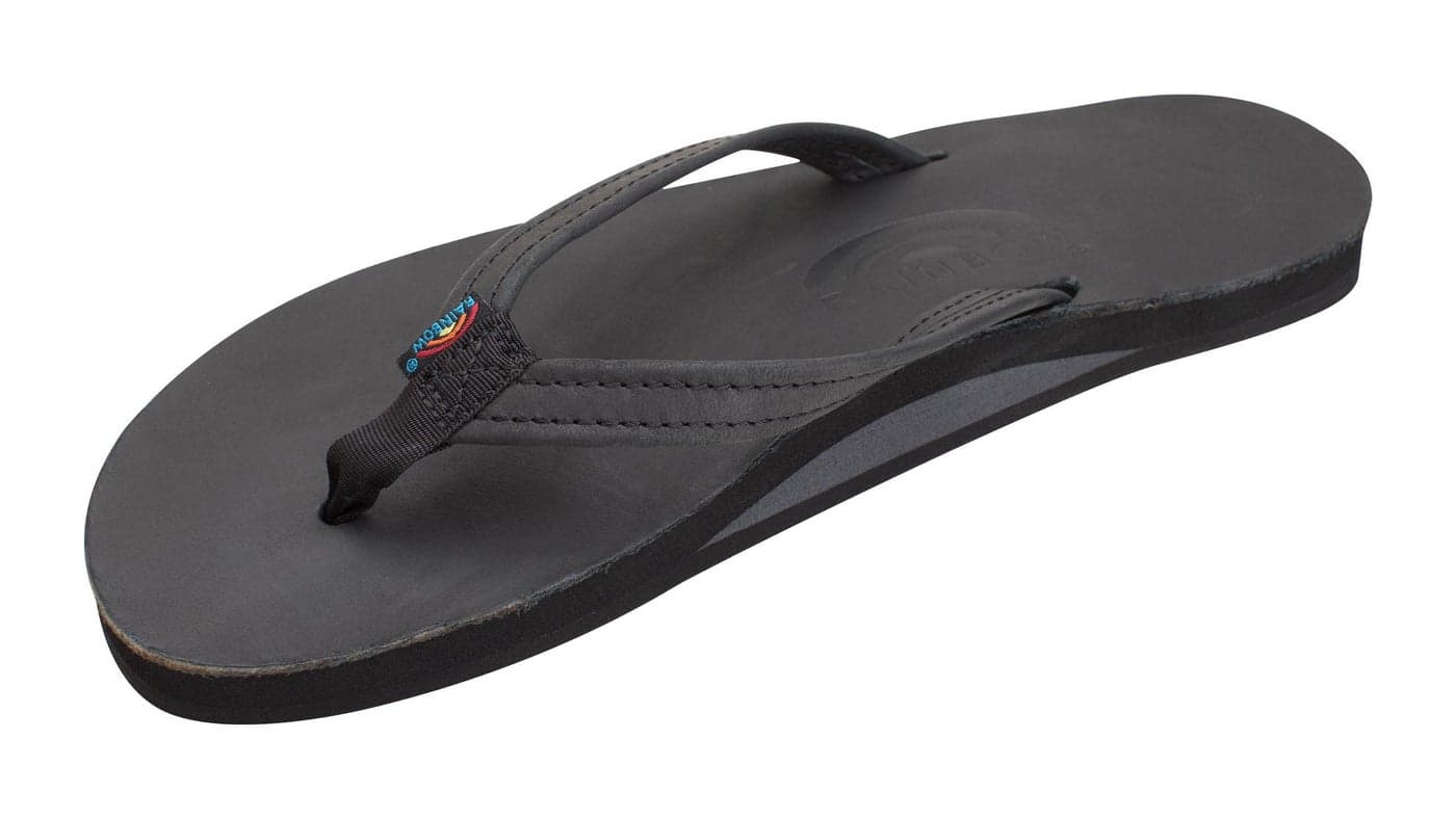 Rainbow Sandals Women's Single Layer Premier Leather Narrow Strap, Black, Ladies 11 B(M) US
