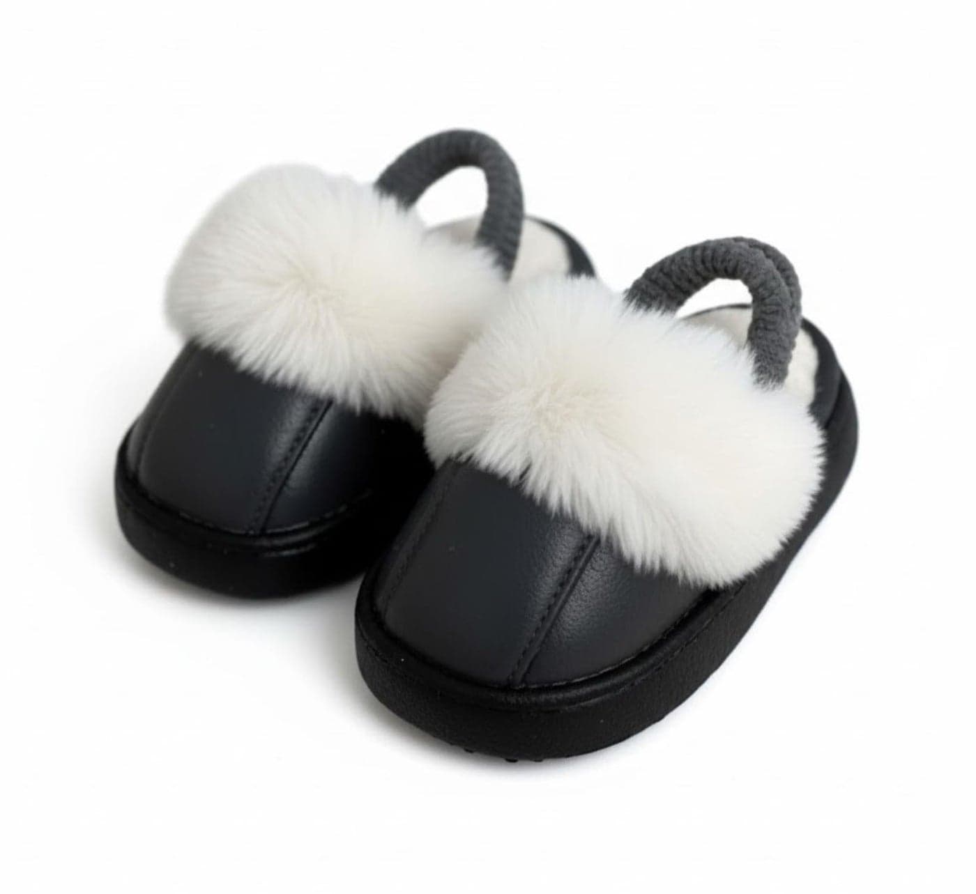 Infispace Winters Cozy Warm Waterproof Leather Slippers for Kids | Indoor Warm Plush Footwear, House Shoes for Children (1, Black, 3-4 Year, UK Footwear Size System, Toddler, Age Range, Medium, 3 Years, 4 Years)