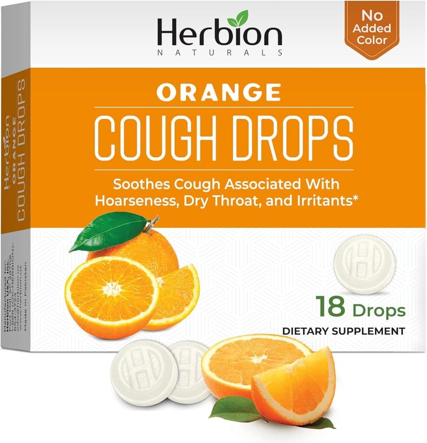 HERBION Naturals Cough Drops Dietary Supplement Soothes Cough for Adults and Children Over 6 Years No Artificial Flavor No Added Color 18 Count Pack of 1 Orange