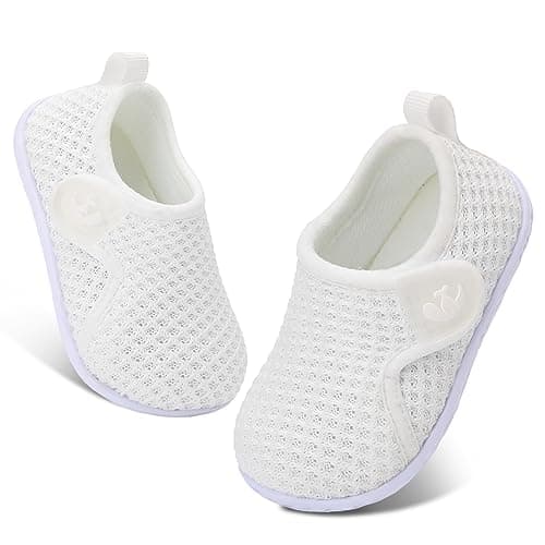 FEETCITY Toddler Shoes Baby Sneakers Boys Girls First Walking Shoes Newborn Crib Shoe White