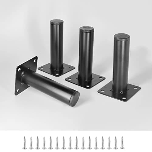 Masendelk Black Furniture Legs 4 Inch / 100mm, 4pcs Modern Sofa Legs Cabinet Replacement Legs, Heavy Duty Metal Legs with Mounting Screw for DIY Furniture Couch TV Cabinet Dresser Desk Risers