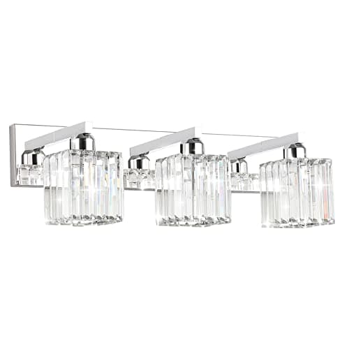 Aipsun Vanity Light Fixtures Crystal Bathroom Lighting Fixtures Chrome Vanity Light for Bathroom (Exclude Bulb)