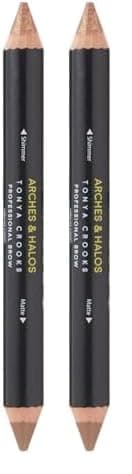Arches Halos Brow Highlighting and Concealer Crayon Coco Shaping and Shimmer Eyebrow Stick and Highlighter Duo Soft Ultra Creamy Formula Define and Sculpt for Sharp Brows 0176 oz