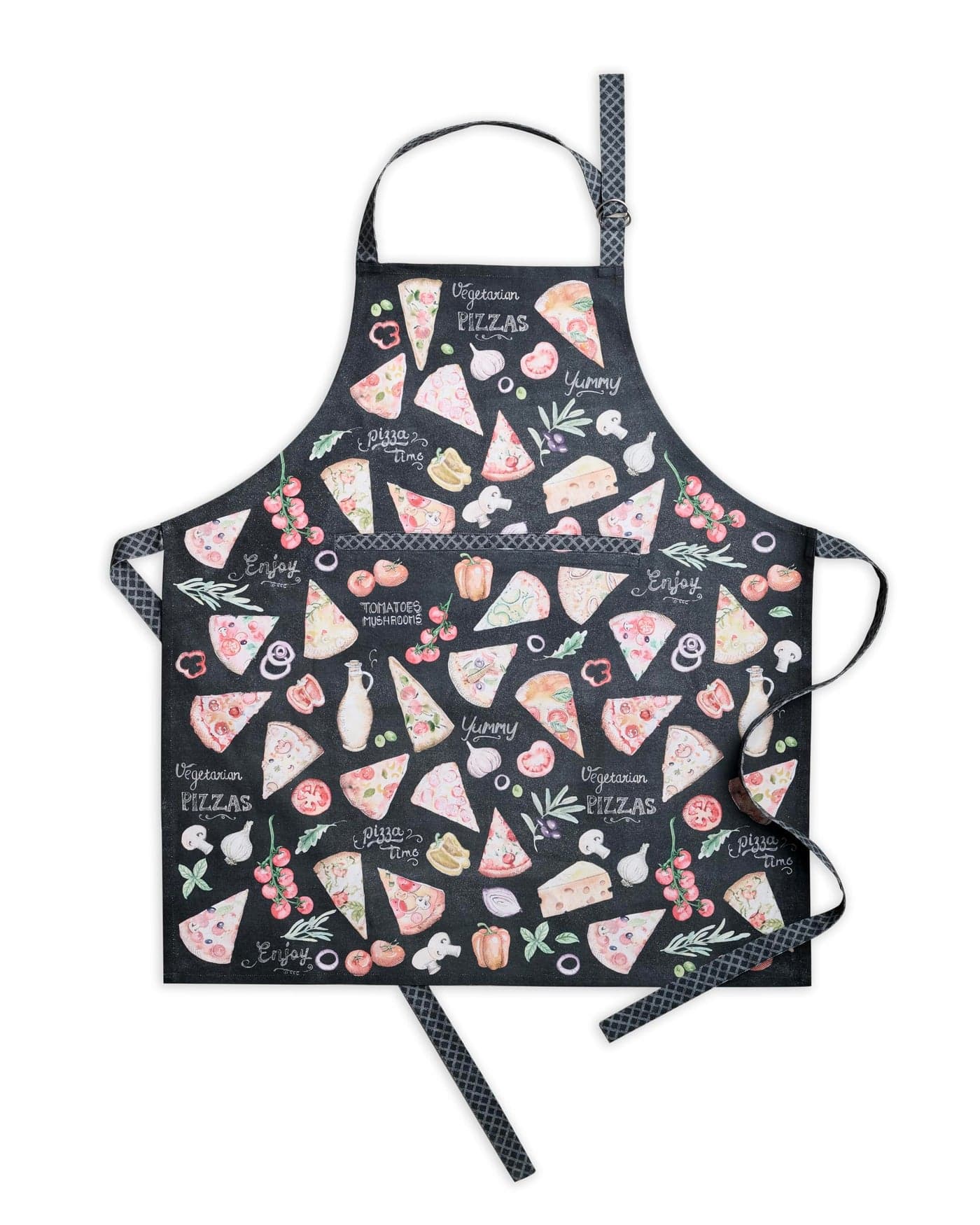 Maison d' Hermine Apron for women with Pocket 100% Cotton 27.50"x31.50" 1 Piece Adjustable Neck Strap & long ties Apron Men, Chef, Wedding, Cooking, Gardening, Server Spring/Summer (Pizza)