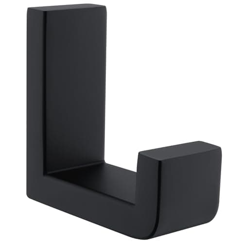 APLusee Robe Towel Hook, SUS 304 Stainless Steel Modern L Shape Practical Coat Hook, Utility Shower Towel Hanger for Bathroom Kitchen Home Storage (Matte Black)