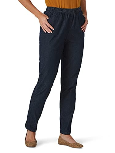 Chic Classic Collection Women's Stretch Elastic Waist Pull-On Legging Pant Dark Shade Denim 18