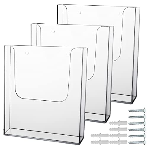 zavekia Acrylic Brochure Holder, 3 Packs 8 x 11.5 Inches Brochure Holder Wall Mount Flyer Holder Clear Literature Holders Magazine Holder,Mail Holder For Wall (8 x 11.5 in / 3 pack)