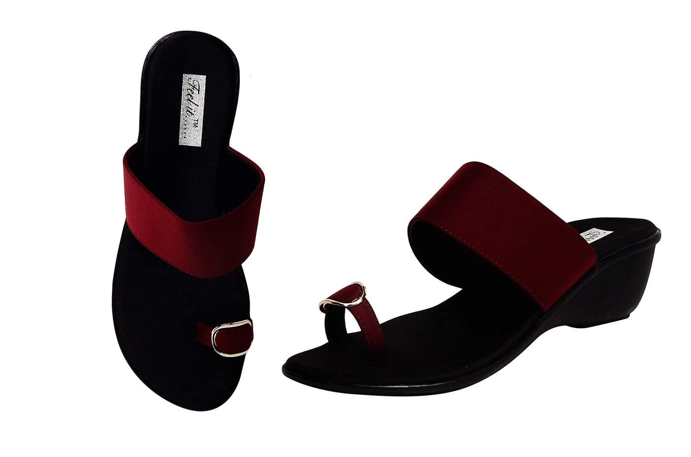 Feel it Women's and Girl's Cherry Comfortable Lycra Wedges A-958-CHERRY-42