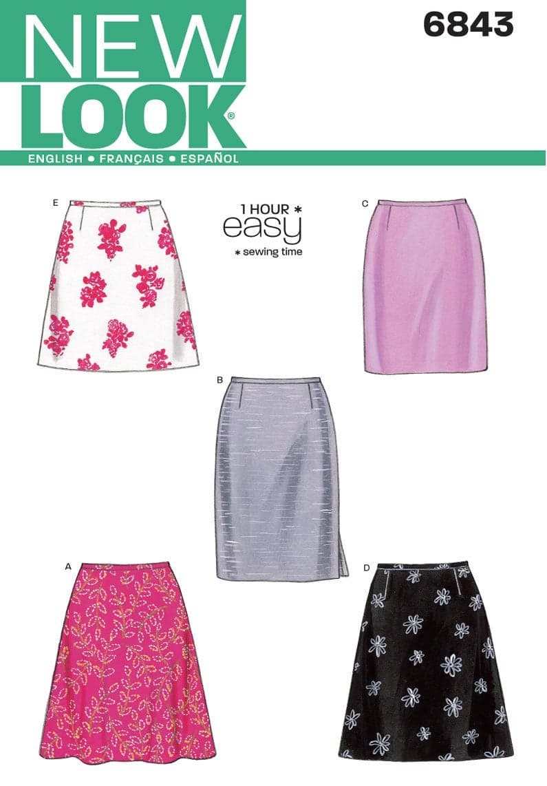New Look Sewing Pattern 6843 Misses Skirts Size A 81012141618