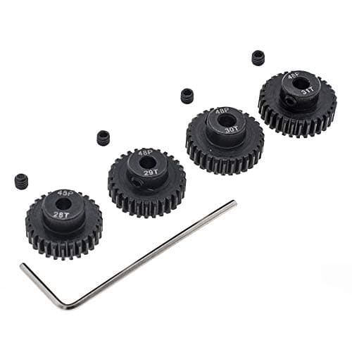 4pcs 48P Pinion Gear 3175mm Set Hardened 28T 29T 30T 31T 48DP Pitch Gears RC Upgrade Part with Screwdriver