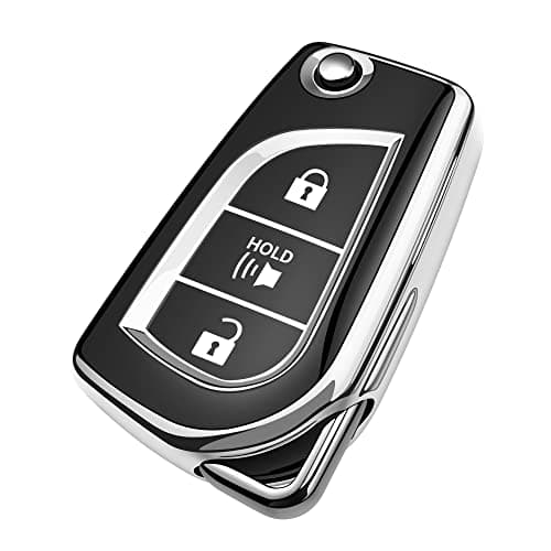 Tukellen for Toyota Key Fob Cover Special Soft TPU Key Case Key Shell Compatible with 20192025 RAV4 LECorolla SELE20182024 Camry SELE Flip Remote Key Shell Silver 3 Buttons