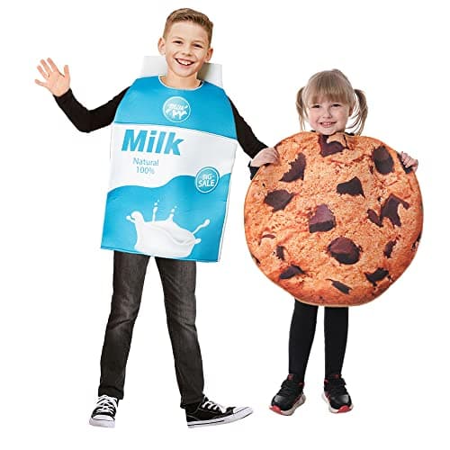 EraSpooky 2pcs Kids Fun Food Costume Cookies and Milk Halloween Outfit Onesies Toddler Boys Girls Children for 3-12