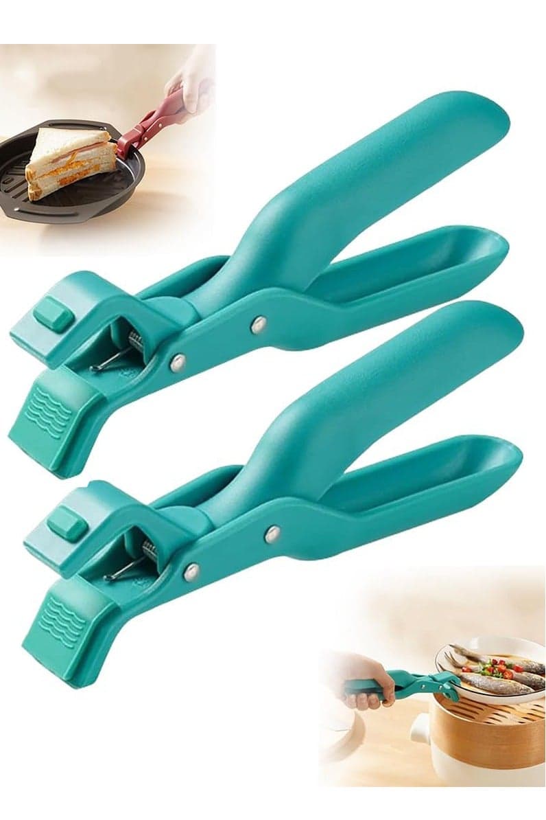 2 Pcs Silicone Anti-Scald Bowl Holder Clips, Multi-Purpose Bowl Holder Clip, Non-Slip Heat Insulation Anti-scald Clip, Heat-Resistant Grippers for Kitchen Use(Green)
