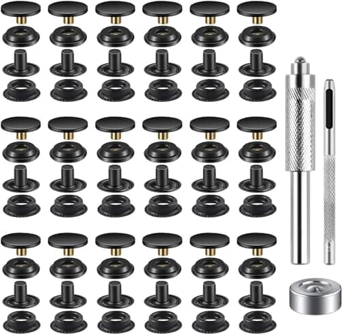 400 Pcs 100Sets Snap Fastener Kit Tool 15MM Snap Button kit Snaps for Leather Leather Snaps and Fasteners Kit for HighGrade Metal Material Snaps for Bag Jeans Clothes Fabric Black