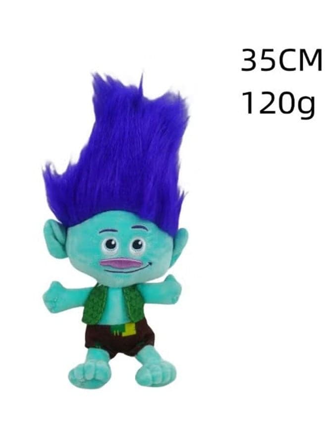 Trolls - Blue Hair Adorable Boy Plush Doll, Soft Stuffed Animal Toy, Bedroom Living Room Desk Office Decoration, Birthday Gift For Boys And Girls, 35 cm