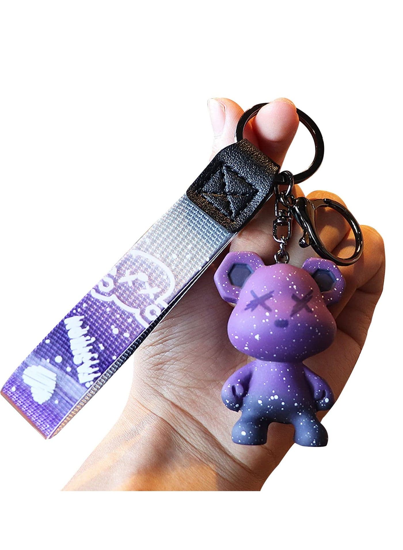 Women Men Girl Boy Cute Bear Keychain - Gradient Color Resin Keychain Easy to Carry Cute Animal Pendant Metal Key Ring