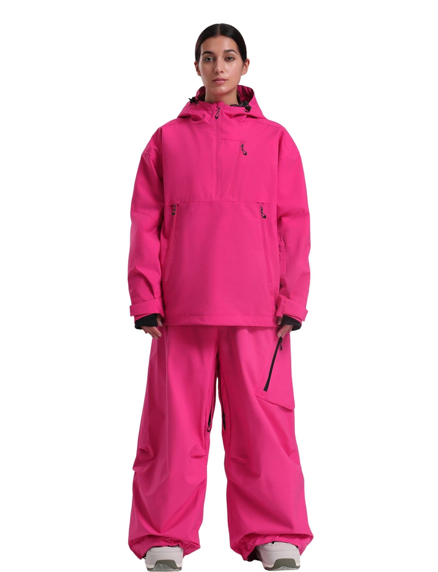 GSOU SNOW Women's Ski Jacket and Pants Set Baggy Snowboard Jacket Snow Suit Waterproof Windproof Hooded Coat M