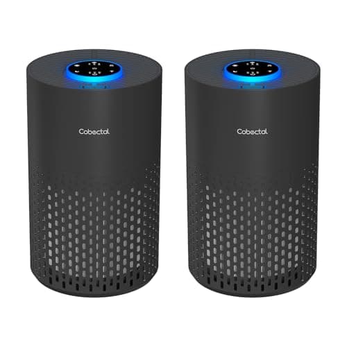 2 Pack Air Purifiers for Bedroom Home, Cobectal Air Cleaner with H14 True HEPA 3-in-1 Filter for Room up to 1050 ft², Sleep Mode & Aroma Function, Portable Air Purifiers for Office, Dorm, RVs, Black