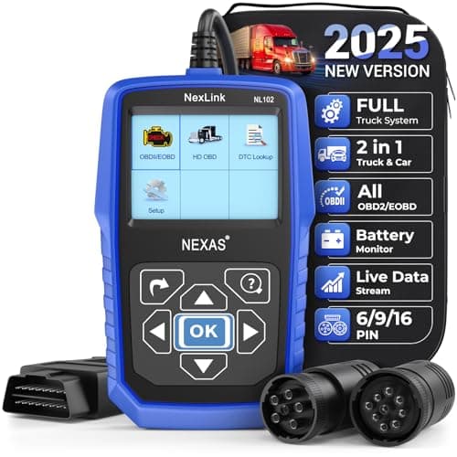 NEXAS Heavy Duty Truck Scanner NL102+ Full System Diesel Truck Scan Tool for Cummins, Isuzu, Freightliner, Caterpillar, Detroit, Peterbilt, 2-in-1 Code Reader Read & Clear Fault Codes for Truck & Car