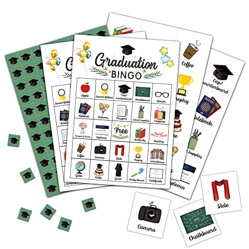 Foosproea Graduation Bingo Cards Graduation Game for 24 Players Grad Party Games for Family Friends Activities Holiday Party Favors Supplies Decorations09