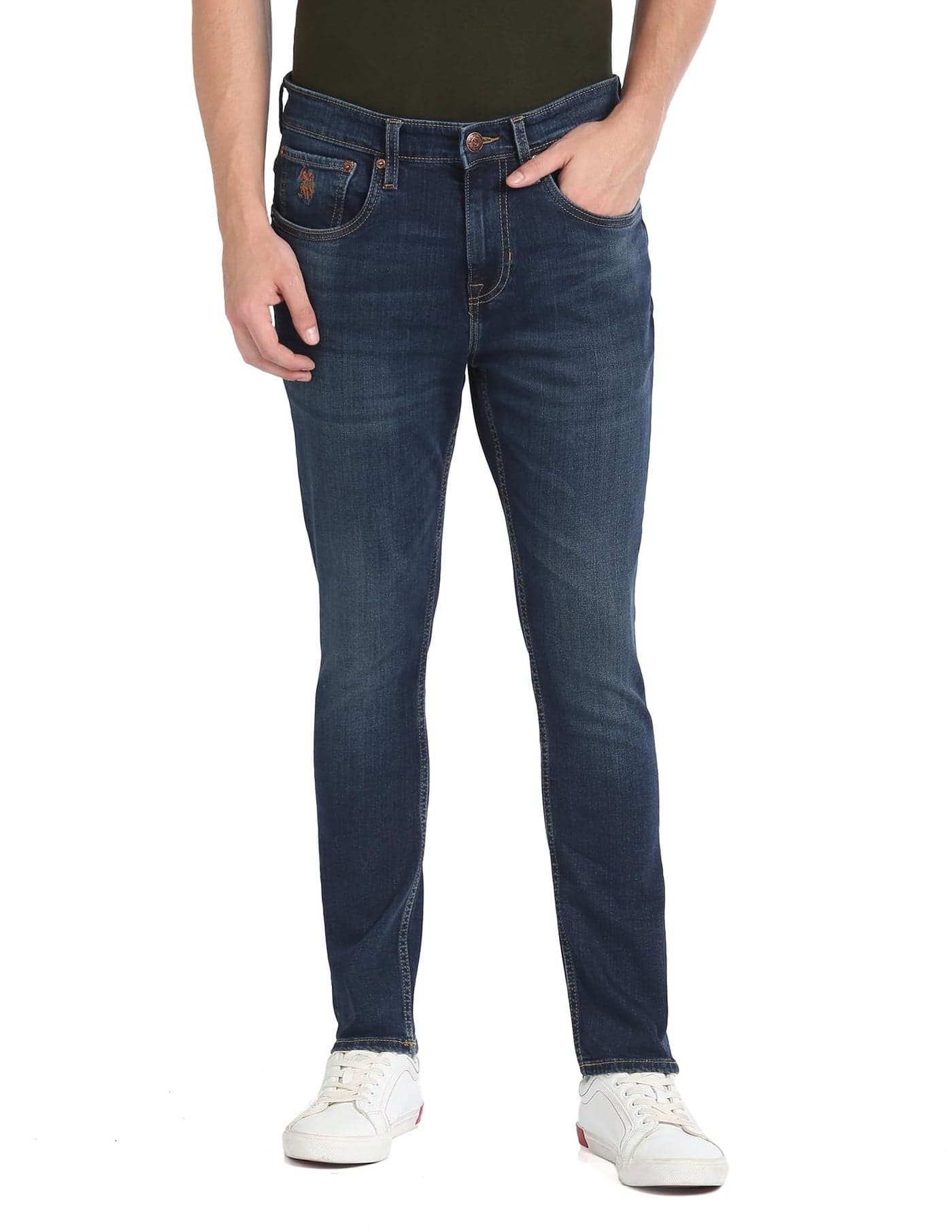 U.S. Polo ASSN. Men's Fitted Jeans (UDJEN1033_Blue, Mid Rise, 38