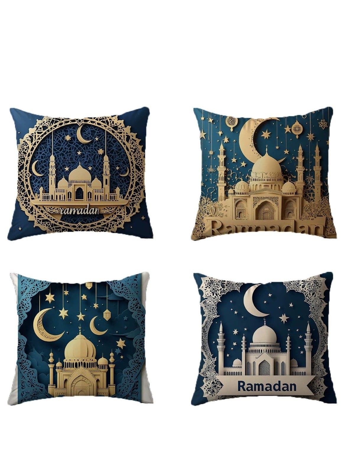 New moon oil lamp print pillowcase holiday decoration home cushion linen breathable sofa pillow four-piece set 45*45CM