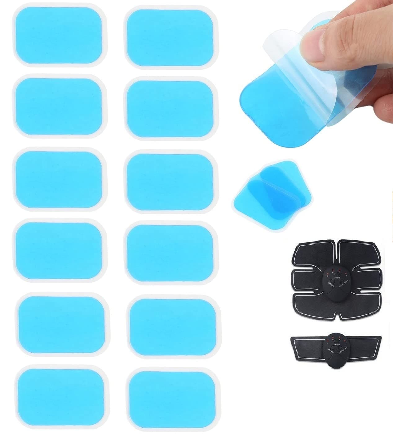 Agam TENS EMS Electrode Gel Pads Replacement for Muscle Stimulator, Pain Relief Therapy Pads Compatible with TENS Unit (Reusable & Self Adhesive) Pack of 12