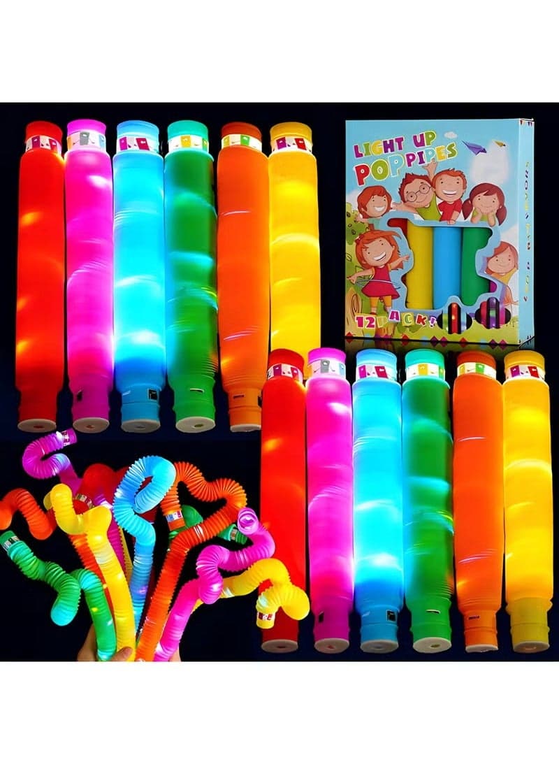 NYVIO 12-Pack Light Up Fingertip Tube Kids LED Sensory Toys, Glow in the Dark Party Supplies Light Up Fingertip Toddler Toys Birthday Party Supplies Fillers