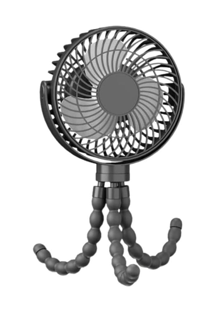 Portable Fan with Flexible Tripod, 3-Speed Settings, 360-Degree Rotation, Safety Grill, Black