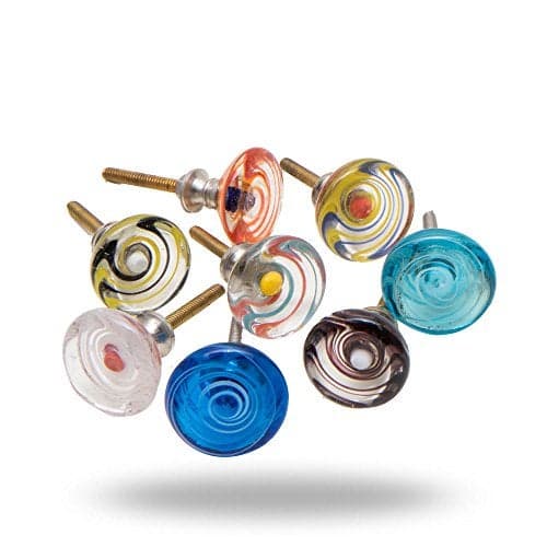 TRINCAFERRO Set of 8 Drawer Knobs Glass Spiral Cabinet Cupboard Pull Kitchen BedRoom Dresser Handle