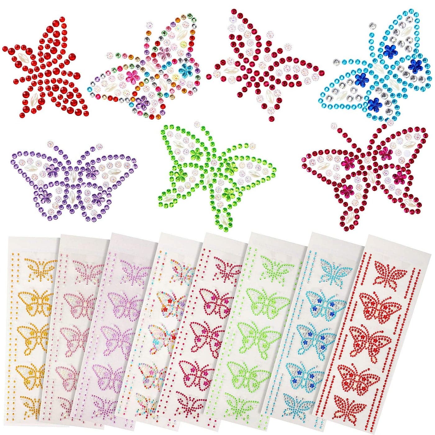 Zonon 40 Pieces Butterfly Rhinestone Stickers Gem Self Adhesive Butterfly Diamond Stickers for DIY Craft, Cell Phones, Books, Cups, Photo Album Crystal Decorations