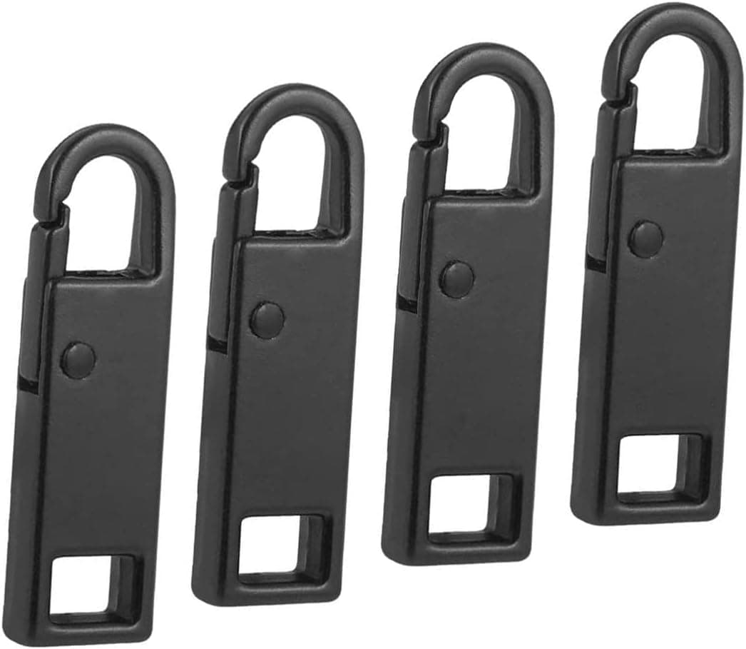 Metal Zipper Handle, Zipper Pull Replacement, Safe and Durable, Easy To Use, for Replacing and Repairing Zipper Pulls, Suitable for Suitcases, Backpacks, Clothes, Boots, Etc, 4 Pieces, Black