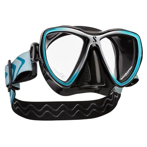SCUBAPRO Synergy Mini Diving Mask with Comfort Strap (Turquoise/Silver with Black Skirt)