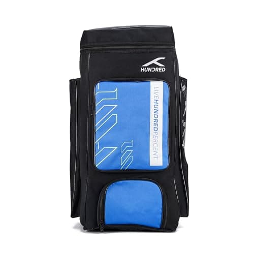 Hundred Polyester Aspire Cricket Kitbag | Spacious & Durable Sports Gear Bag with Multiple Compartments | Shoe Compartment & Sturdy Zippers | Padded Straps(Black)