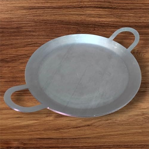 NAAYAGI Iron Tikka Pan, Fish Fry Pan, Dosa Tawa with Double Handles, 25 cm (Small = 25 CM)