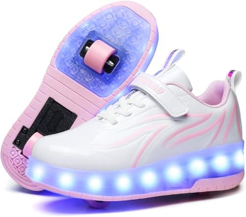 Ufatansy Roller Skate Shoes Roller Shoes for Girls USB Charging Shoes for Kids Skates Boys Sneakers Gifts(3.5 Big Kid,Pink) 2