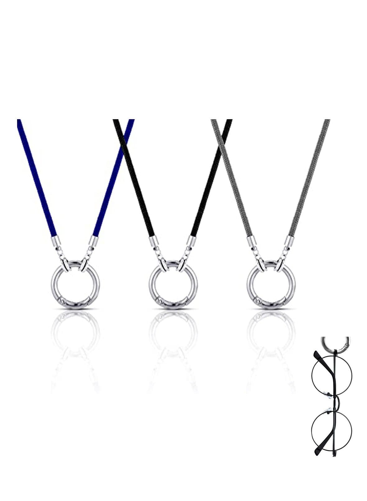 Necklace Eyeglass Holder Anti Lost Glasses Strap Retainer Stainless Steel Chain Ring Glasses Holder Strap Chain for Women Men Reading Glasses Sunglasses 3 Pcs