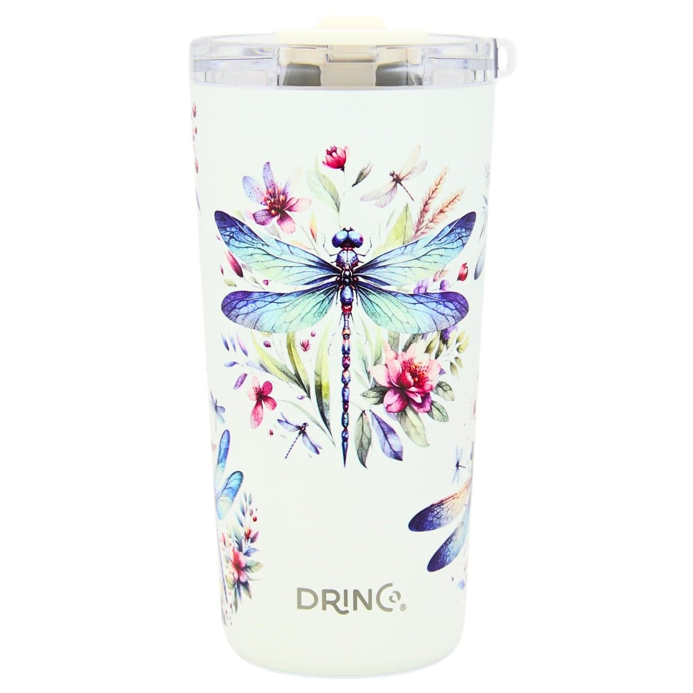 Drinco 20 oz Stainless Steel Tumbler Double Walled Vacuum Insulated Mug With Lid 2 Straws For Hot Cold Drinks 20oz Dragonfly