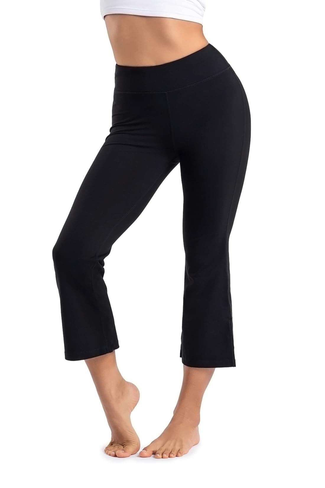 Yogipace Women's Kick Flare Yoga Pants Capri Length Slim Fit Pant Lounge Crop,YCW1405,22",Black,Size XXL