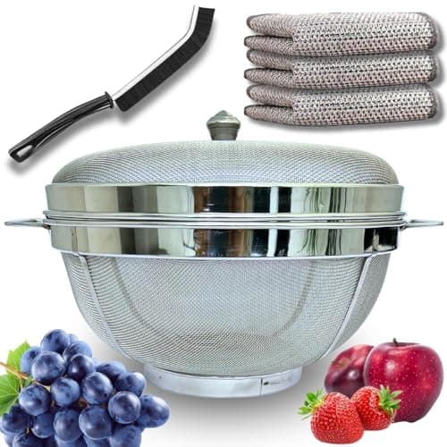 ASHMEN SS Fruit & Vegetable Storage Basket with Lid & Handles | 10 Inch Premium Mesh Basket | Fruit Basket With Lid | Fruit Basket for Dining Table & Kitchen | Must Have Kitchen Essential