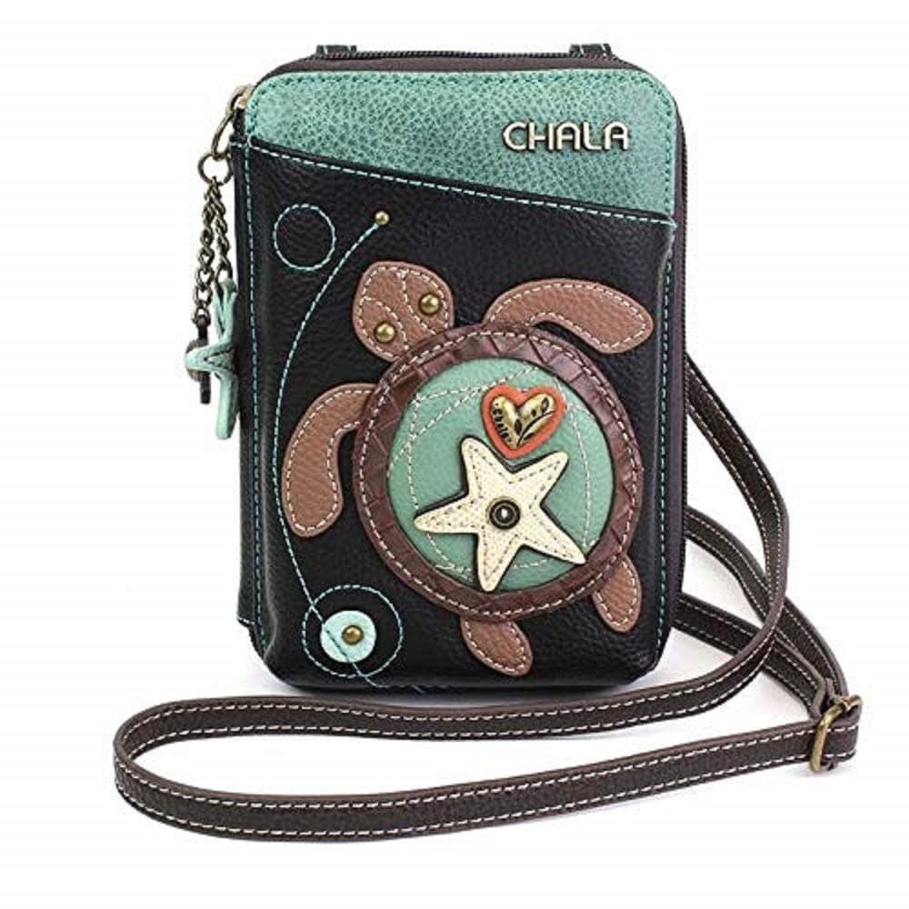 CHALA Wallet Crossbody Cell Phone Purse Women Faux Leather Multicolor Handbag with Adjustable Strap Turtle black