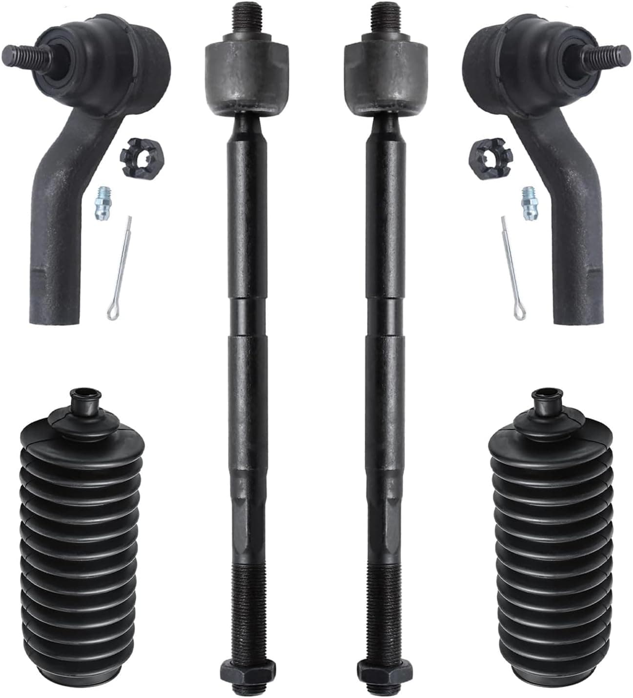 Detroit Axle Front Inner & Outer Tie Rod End Boot Replacement Kit for 2013-2017 Ford C-Max, Escape, Focus - 6pc Set