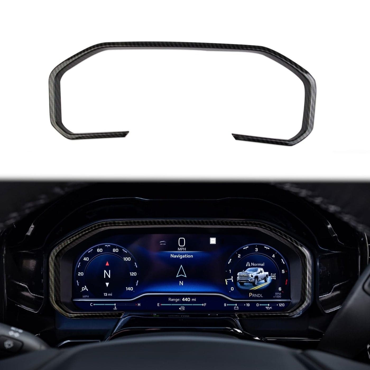 Fewshaw Carbon Fiber Style Interior Center Control Dashboard Frame Cover Trim Accessories for 20222025 GMC SierraChevrolet Silverado 1500 2500 3500HD