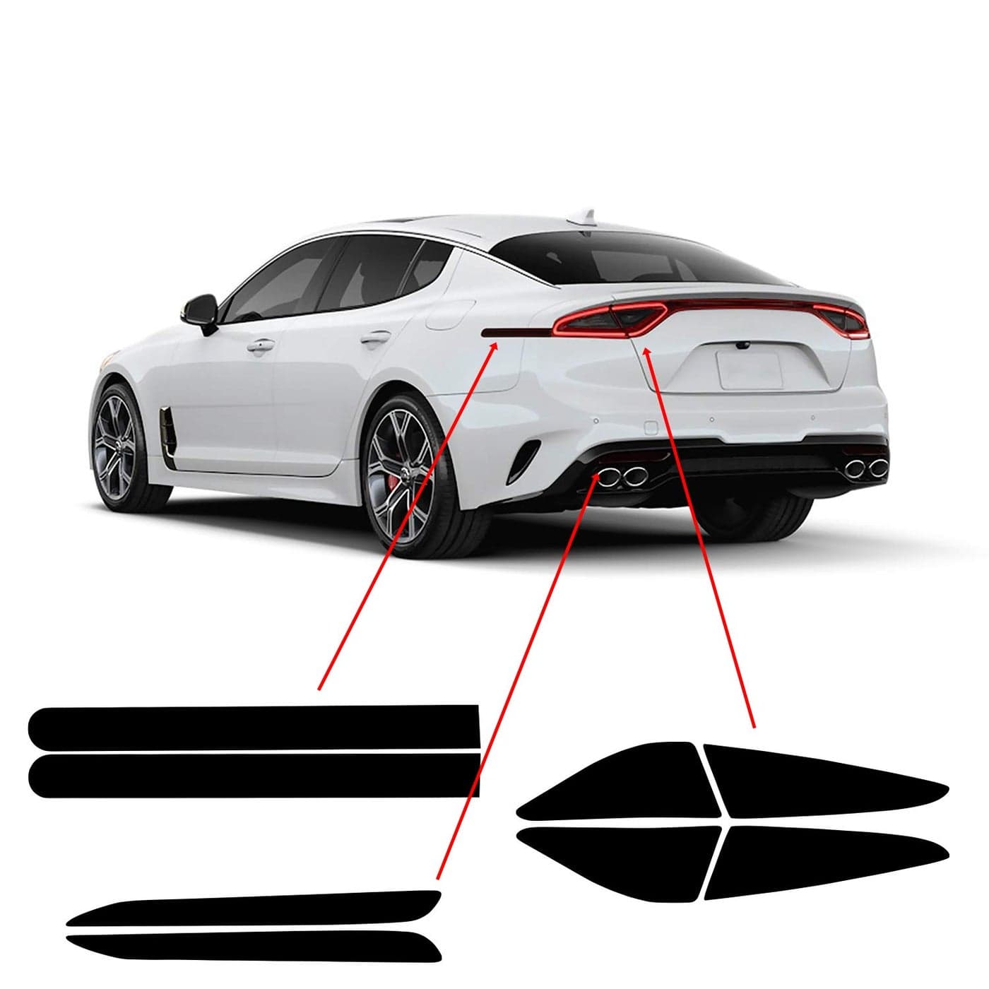 BOGAR TECH DESIGNS Tail Light Sidemarkers Rear Reflectors Lamp Precut Tint Kit Compatible with and Fits Kia Stinger GT ONLY 20182021 Dark